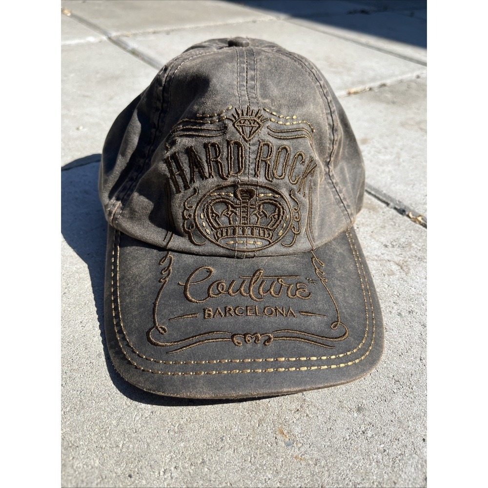 Hard Rock Cafe Couture Faux Suede Hat Strapback Brown One Size